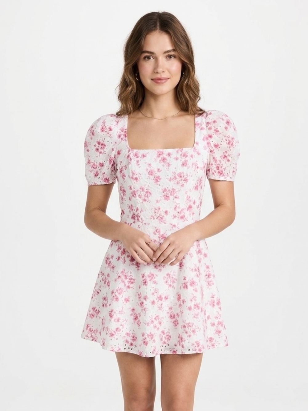 BNWT City Studio Embroidered Eyelet Floral Puff-Sleeve Dress